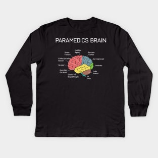 Paramedics Brain Funny EMS EMT Paramedic Thin White Line Kids Long Sleeve T-Shirt